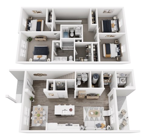 Floor plan for 4 beds, 2.5 baths, 1589 sqft